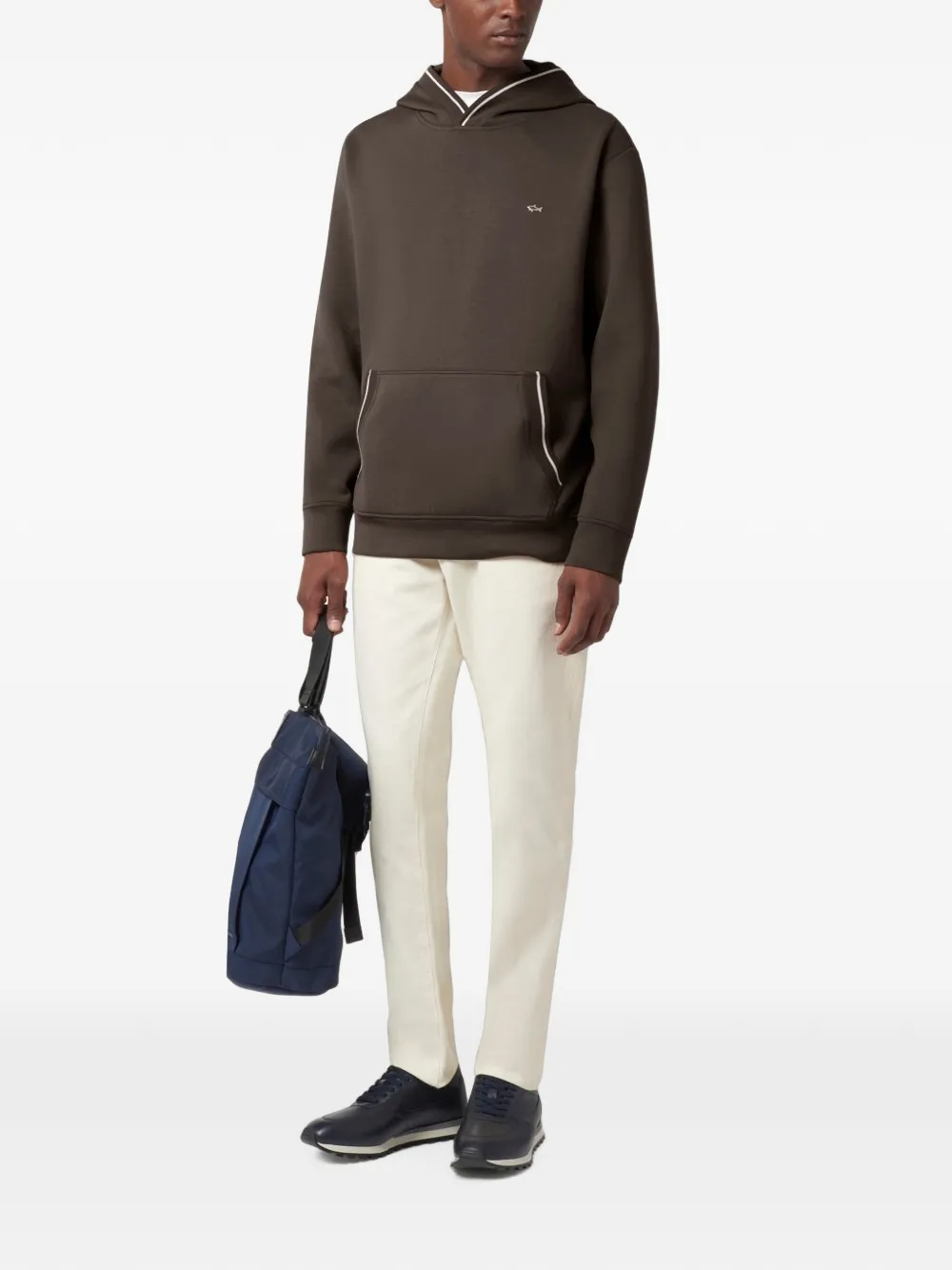 Paul & Shark Hoodie met opgestikte zak Bruin