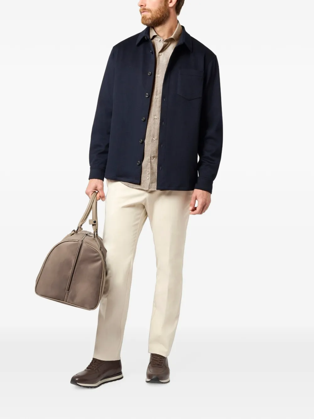 Paul & Shark X-Soft flanellen overhemd met pied-de-poule-print Bruin