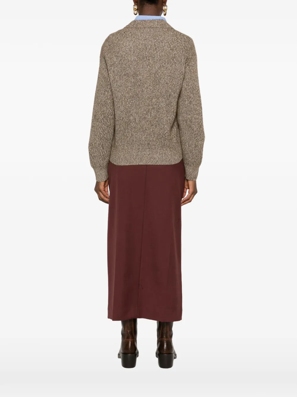 Brunello Cucinelli Trui met V-hals Bruin