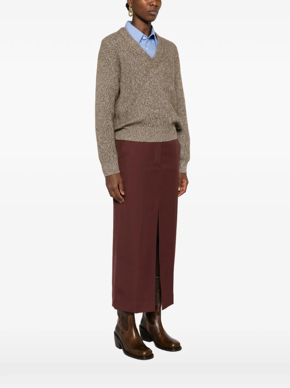 Brunello Cucinelli Trui met V-hals Bruin