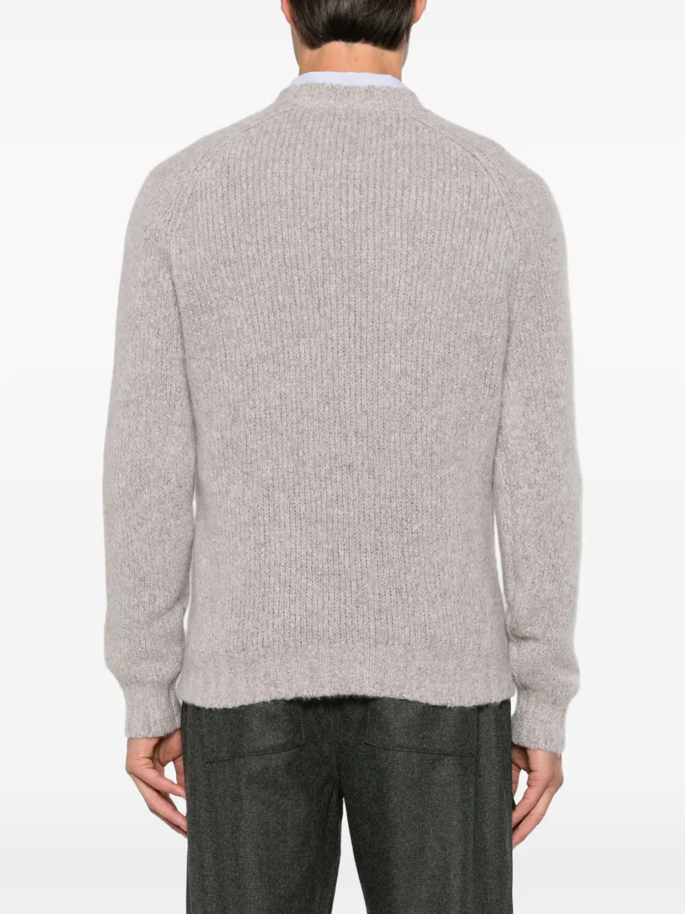 Brunello Cucinelli Ribgebreide trui met raglan mouwen Beige