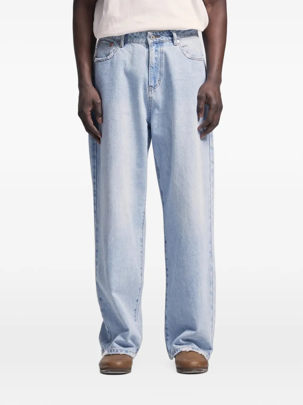 Bram's Fruit Distressed Wide-leg Jeans In Blue