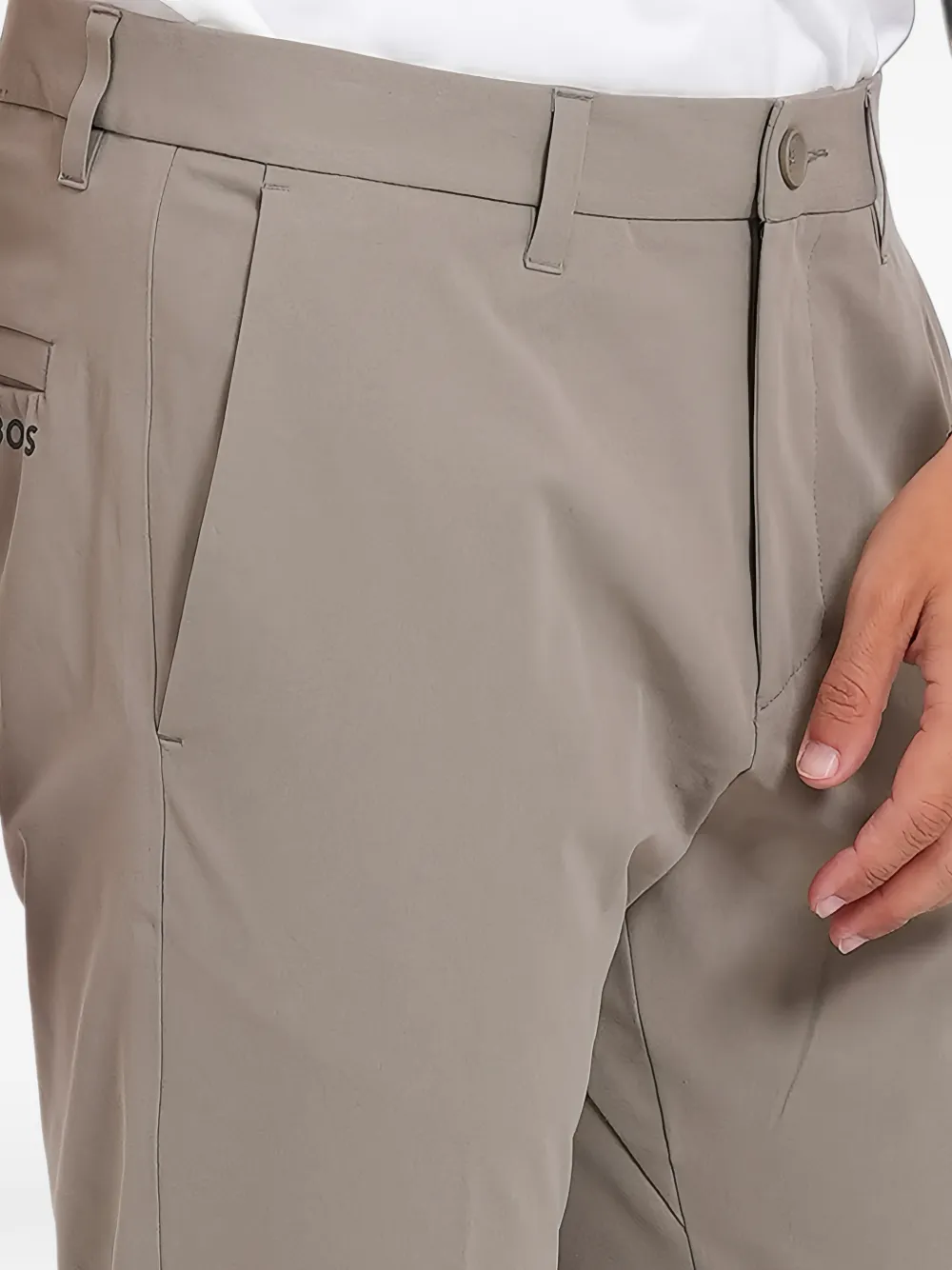 BOSS Pantalon met logoprint Beige