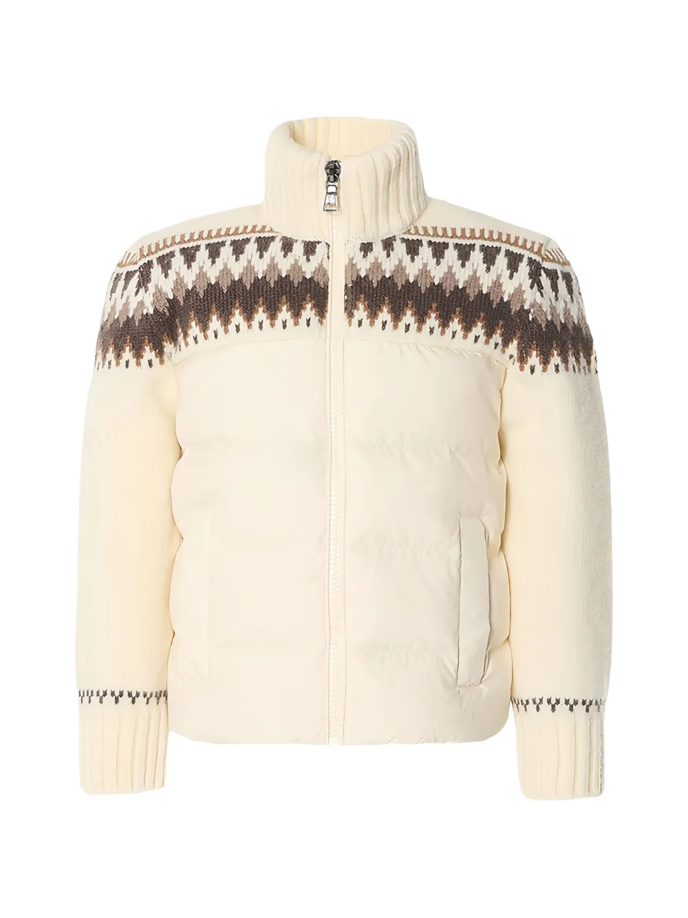 Moncler Enfant veste Fair Isle à empiècements - Tons neutres Moncler Enfant veste Fair Isle à empiècements - Tons neutres