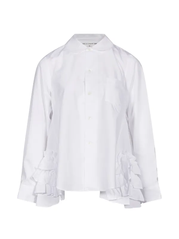 Comme des Garçons Ruffled Peter Pan Collar Shirt in White
