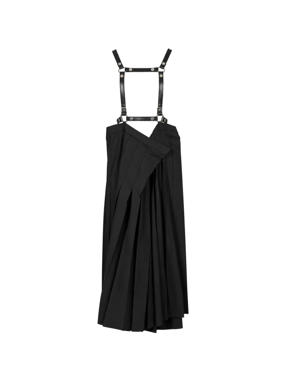 Junya Watanabe harness-detail pleated midi skirt - Schwarz