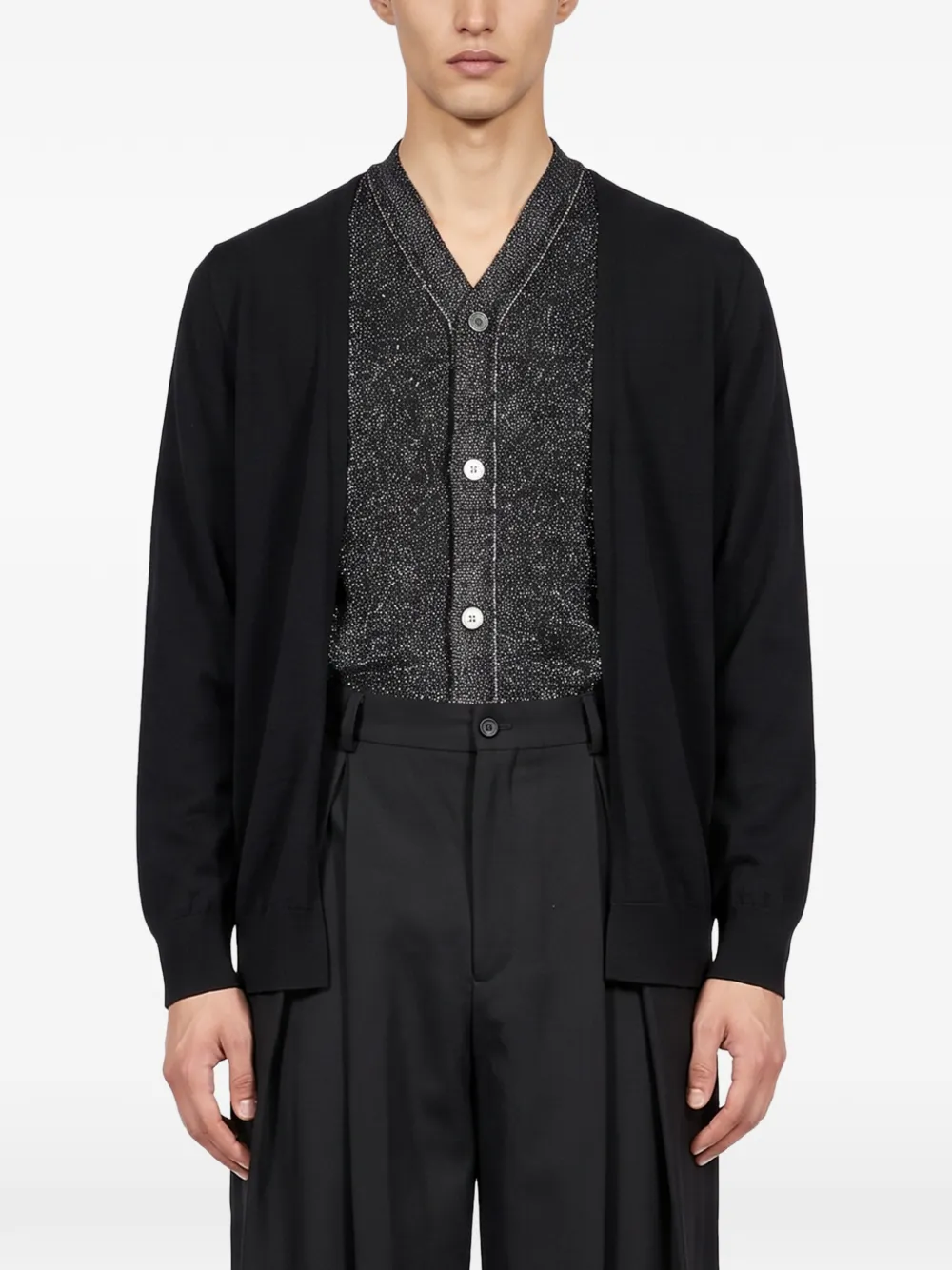 Comme des Garçons Homme Plus Fijngebreid vest met gelaagd effect Zwart