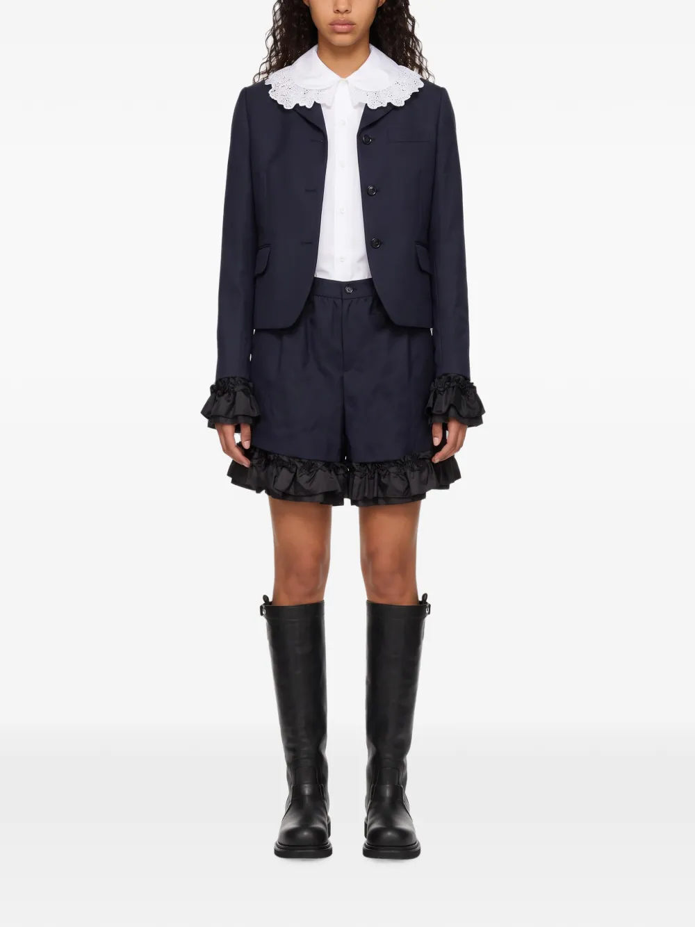 Comme Des Garçons Blazerjack met ruchesafwerking Blauw