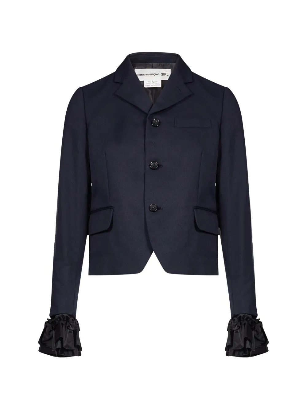 Comme Des Garçons ruffle-trimmed blazer jacket - Blu