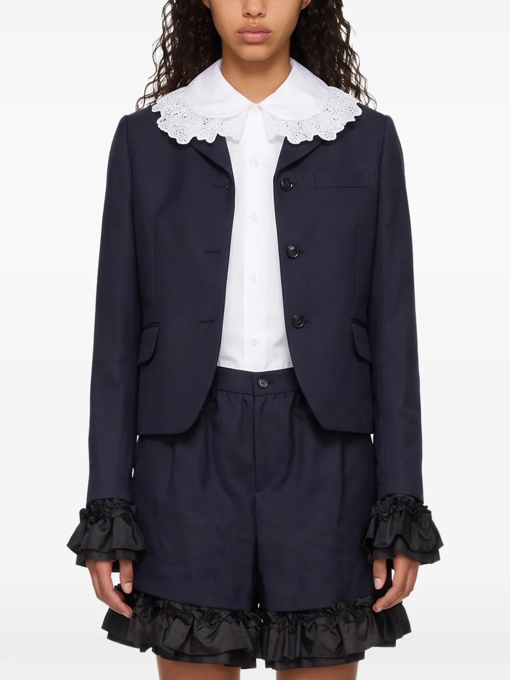 Comme Des Garçons Blazerjack met ruchesafwerking Blauw