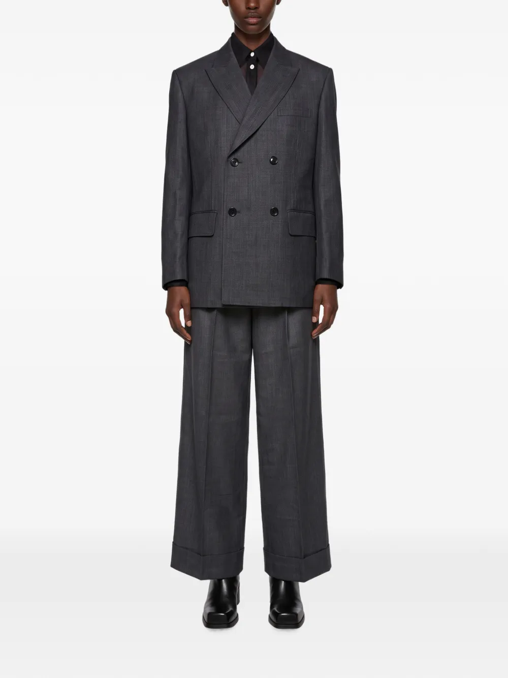 Junya Watanabe Geplooide broek met omgeslagen pijpen Grijs