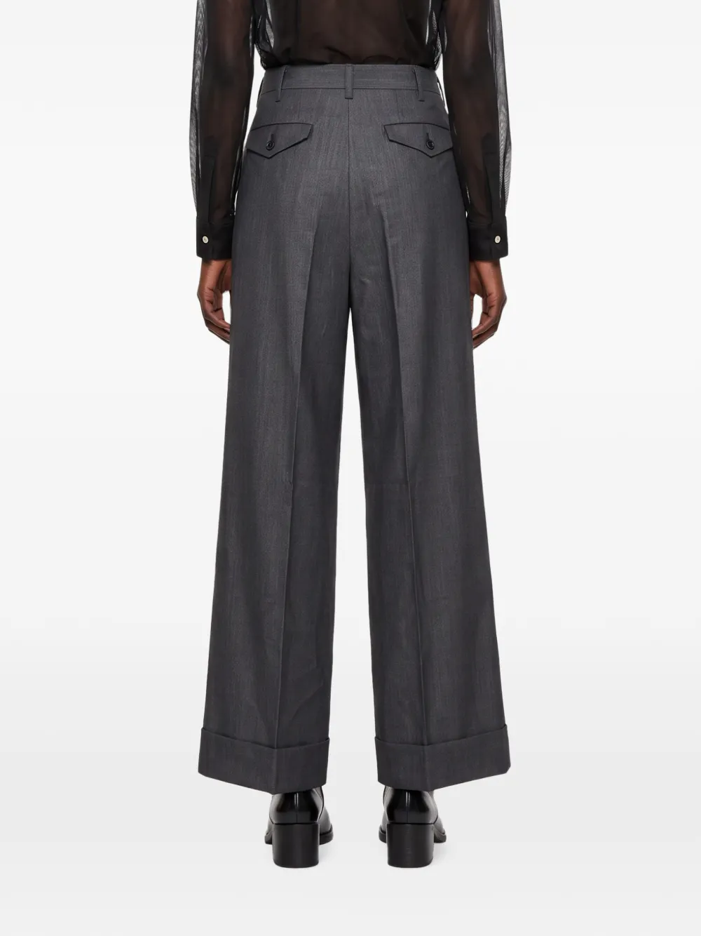 Junya Watanabe Geplooide broek met omgeslagen pijpen Grijs