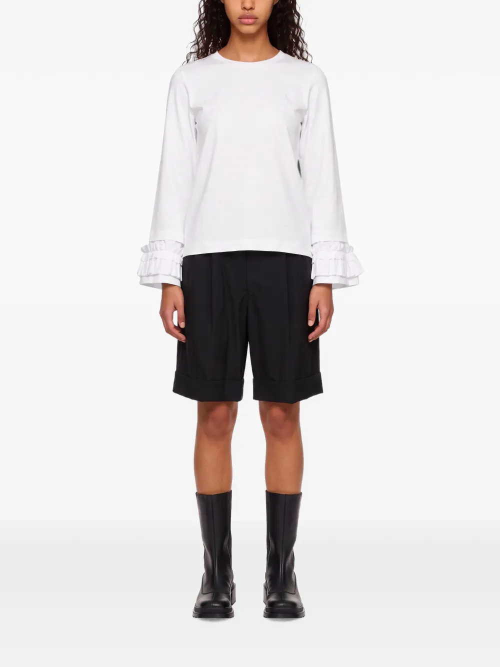 Comme Des Garçons Ruffle-cuff Long-sleeve T-shirt in White, view 2