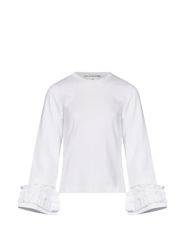 Comme des Garçons Ruffle-cuff Long-sleeve T-shirt in White