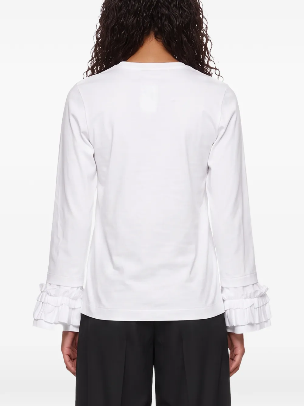 Comme Des Garçons Ruffle-cuff Long-sleeve T-shirt in White, view 4