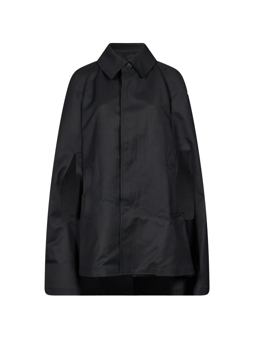 Junya Watanabe Pinstripe Cape-style Coat In Black