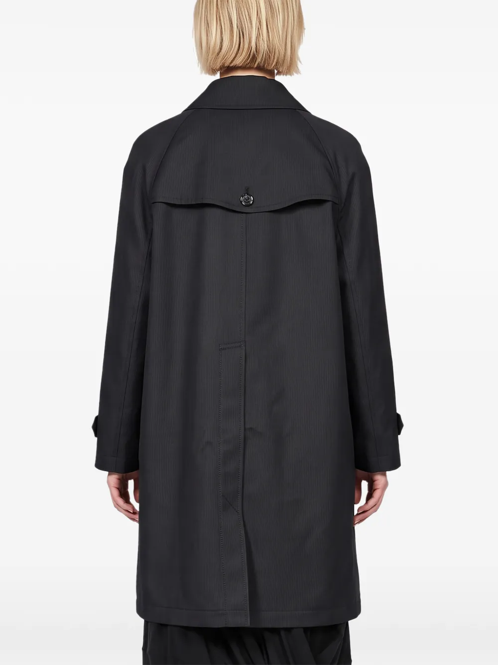 Junya Watanabe pinstripe cape-style coat Zwart