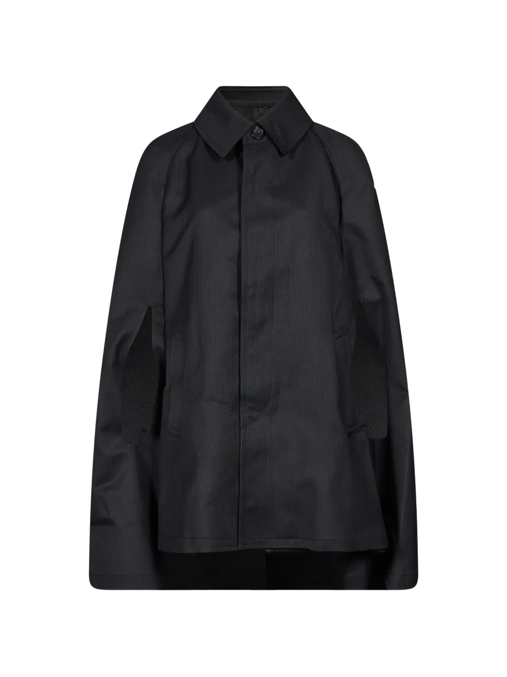 Junya Watanabe pinstripe cape-style coat Zwart