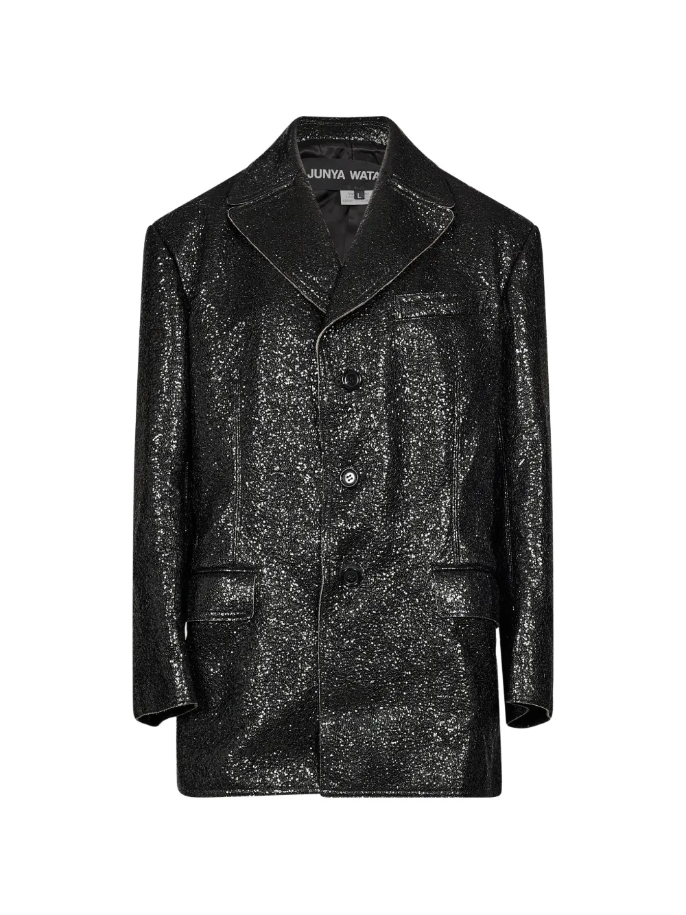 Junya Watanabe glitter-detailing single-breasted coat - Black