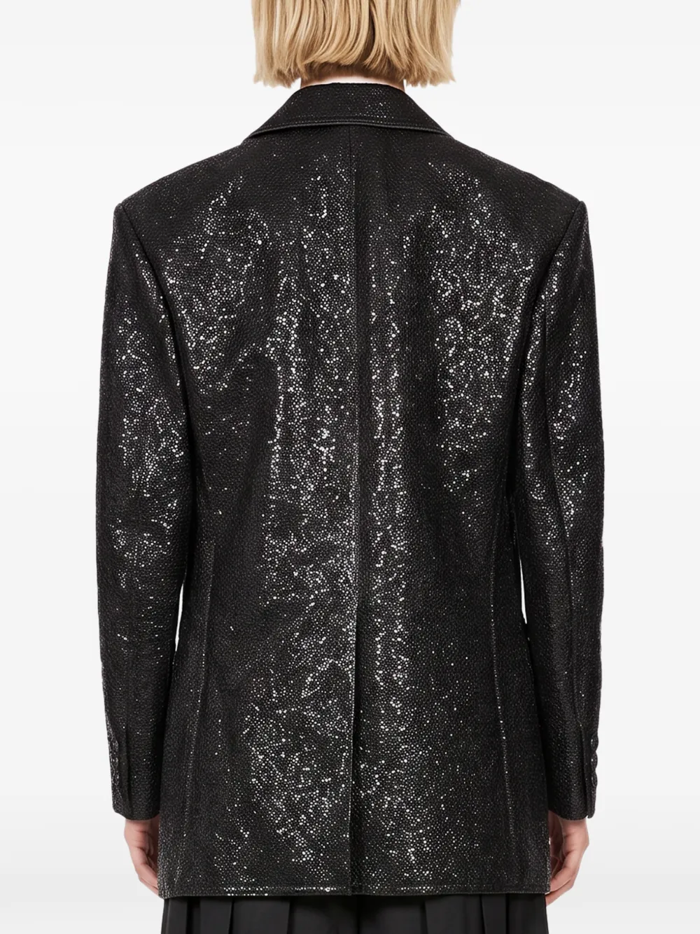 Junya Watanabe glitter-detailing single-breasted coat Zwart
