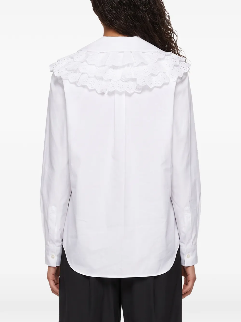 Comme Des Garçons Broderie anglaise blouse met ruches Wit