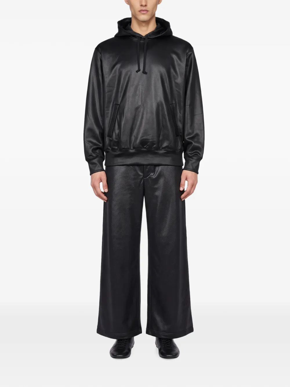 Comme des Garçons Homme Plus Broek met wijde pijpen en geperforeerde details Zwart