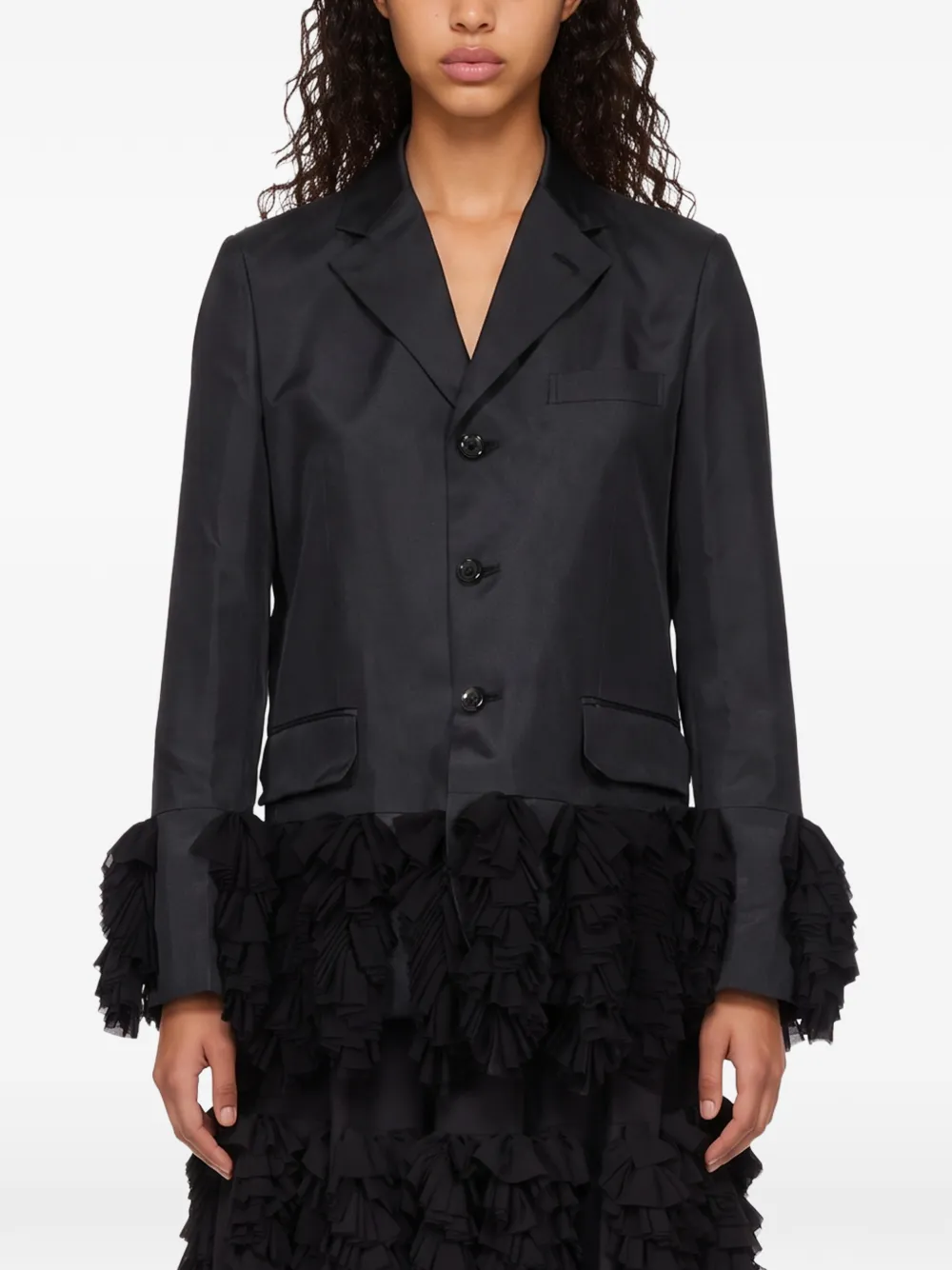 Comme Des Garçons Getailleerd jack met ruchesafwerking Zwart