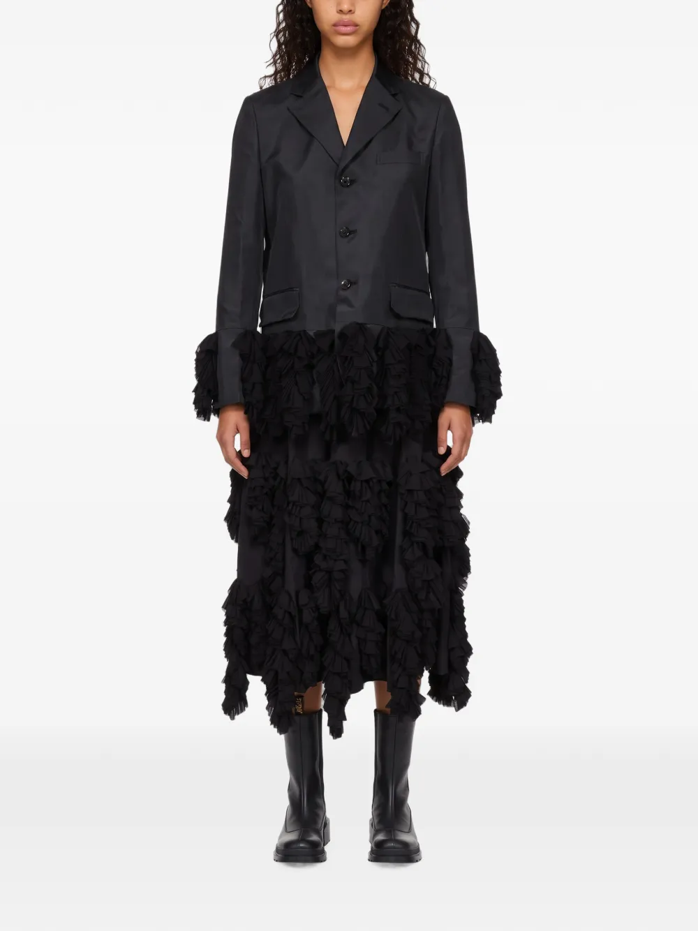 Comme Des Garçons Getailleerd jack met ruchesafwerking Zwart