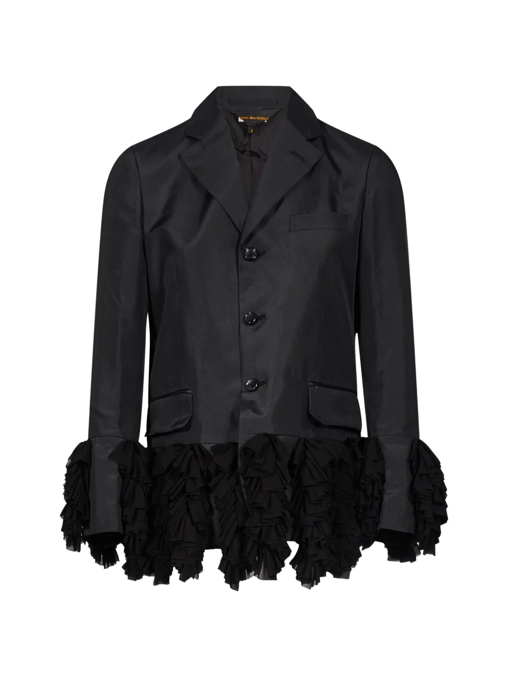 Comme Des Garçons ruffled-trim tailored jacket - Nero
