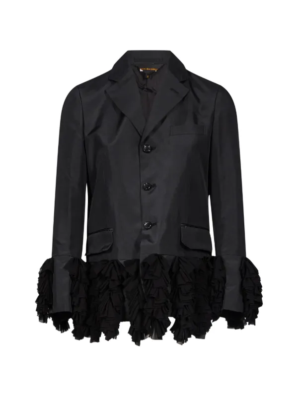 Comme des Garçons Ruffled-trim Tailored Jacket in Black
