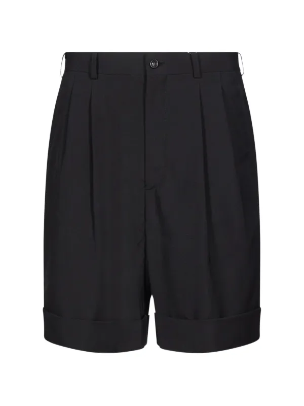 Comme des Garçons Pleated Turn-up Shorts in Black