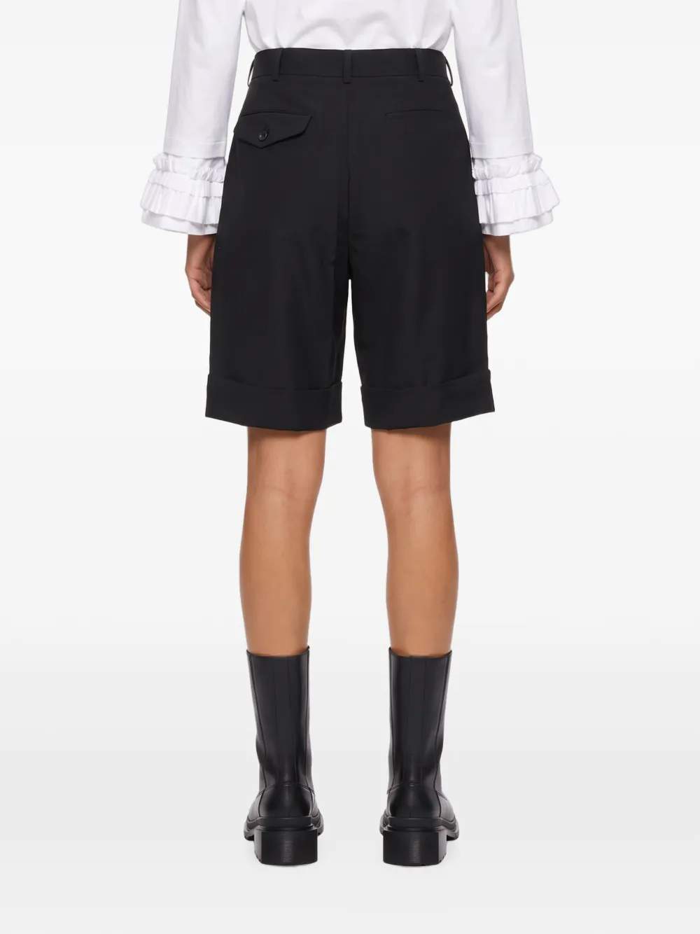 Comme Des Garçons Geplooide shorts met omgeslagen pijpen Zwart