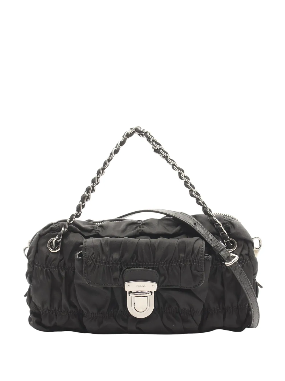 Prada Pre-Owned sacoche Gaudre en Tessuto à chaîne (2000-2013) - Noir Prada Pre-Owned sacoche Gaudre en Tessuto à chaîne (2000-2013) - Noir