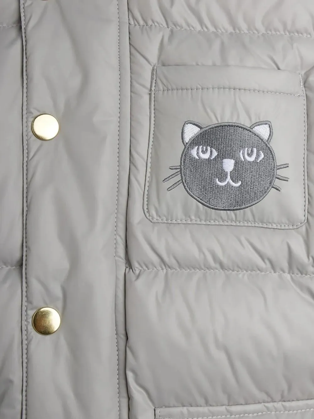 Mini Rodini Donsjack met capuchon en kattenoren Grijs