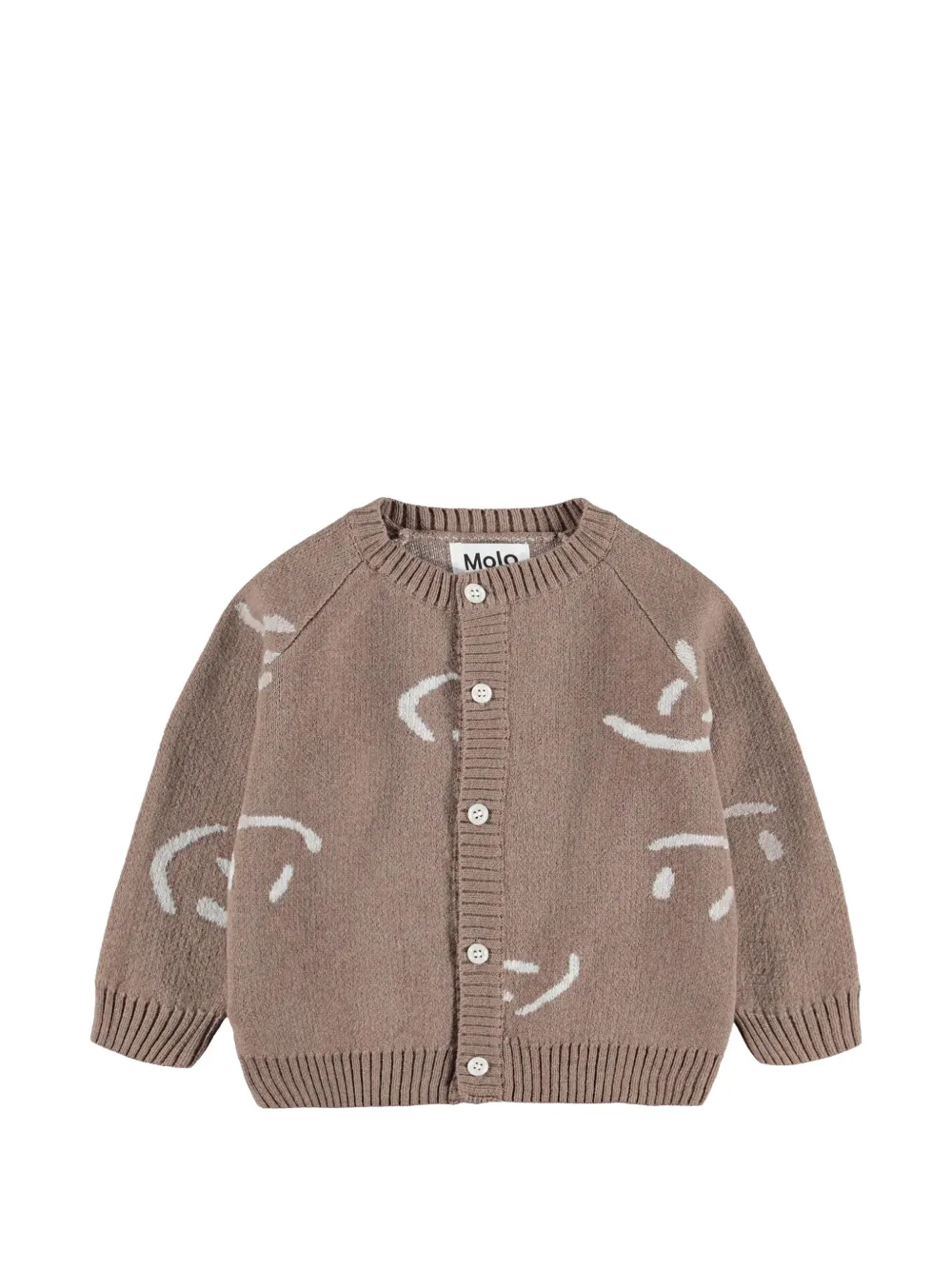 Molo Bobi smiley-pattern knitted cardigan - Marrone