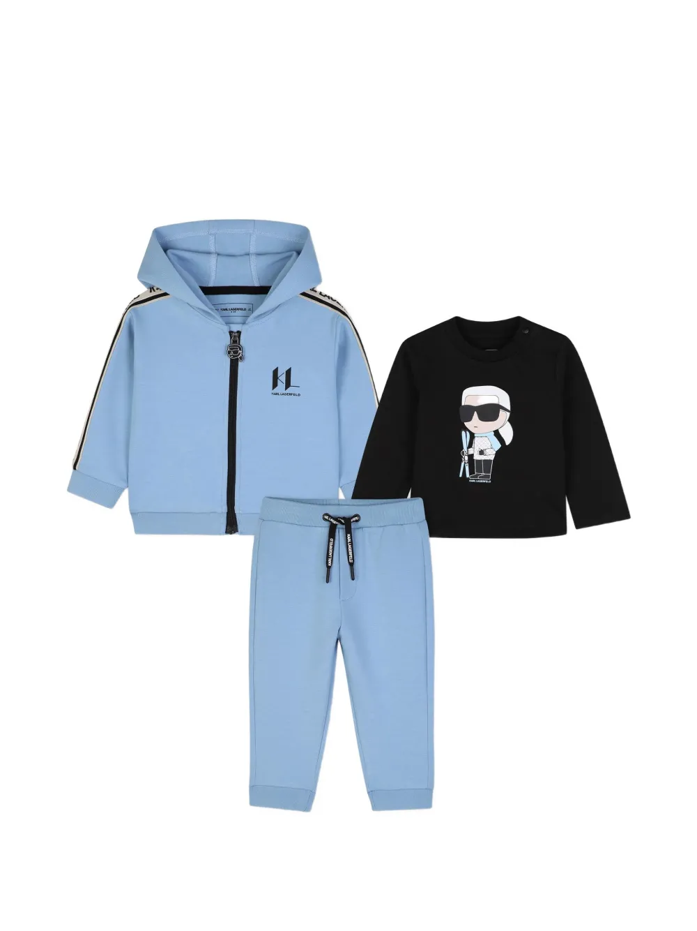Karl Lagerfeld Kids logo-print three-piece tracksuit set - Blu