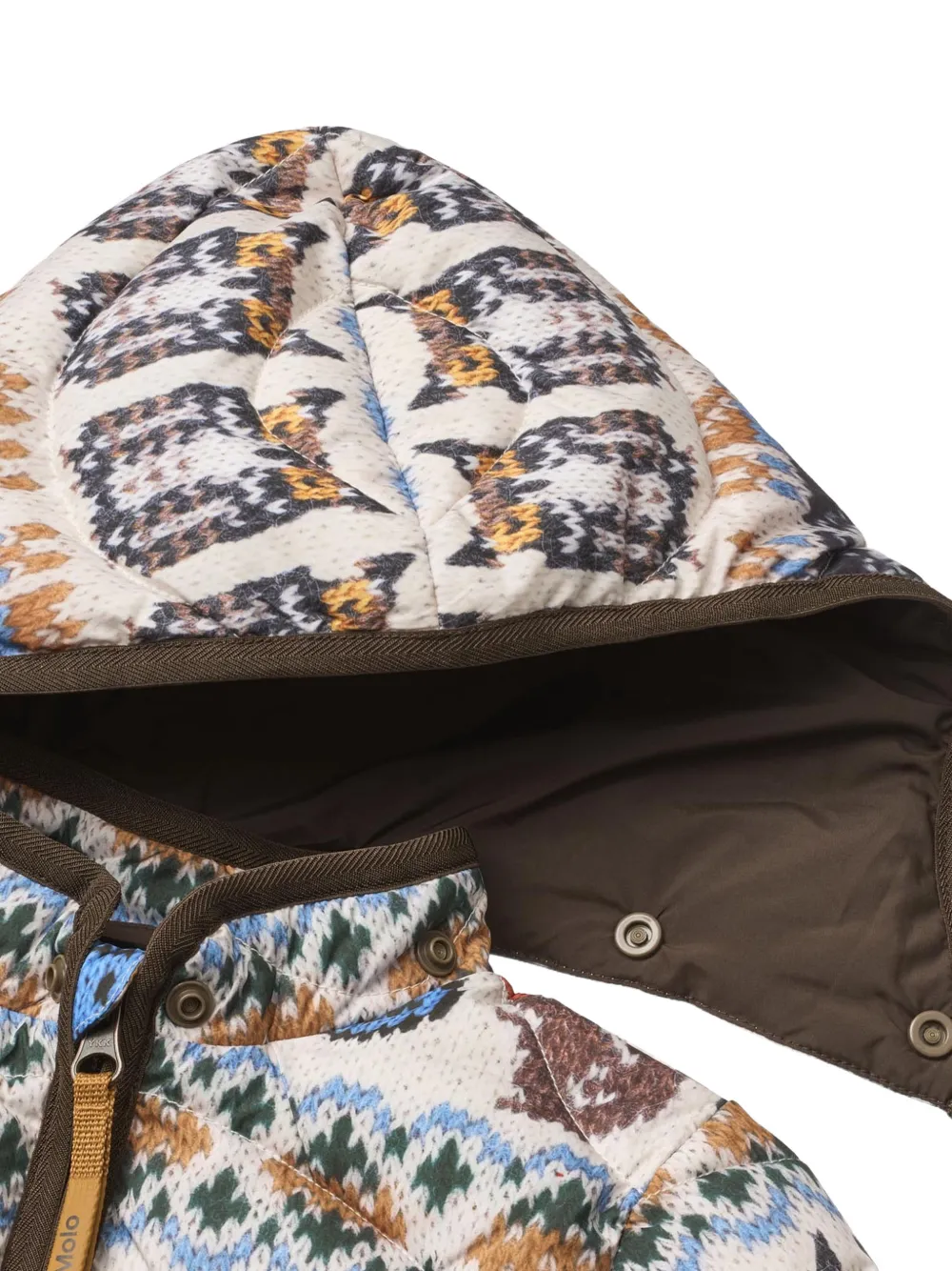 Molo Harmony gewatteerd jack met Fair Isle-patroon Beige