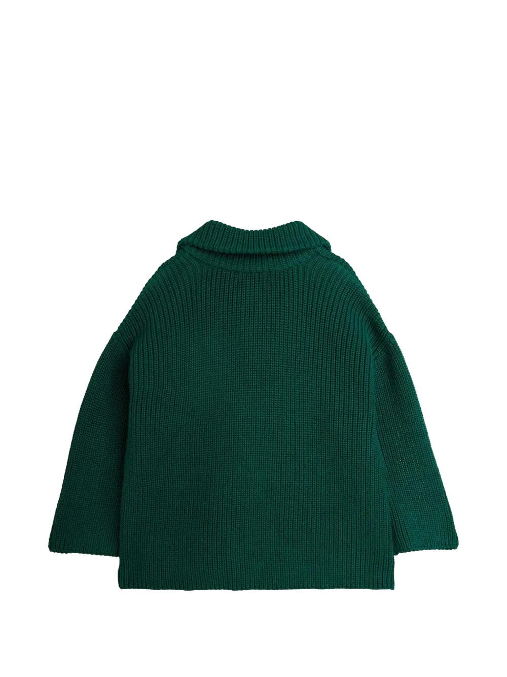 Mini Rodini Ribgebreide trui met panda-patch Groen