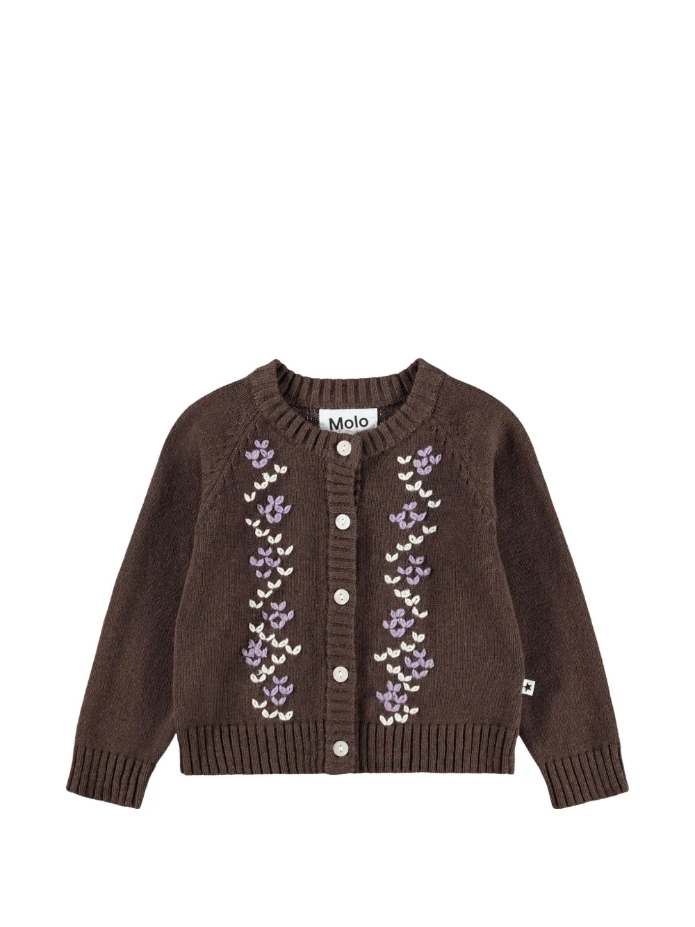 Molo Gillus floral-embroidered knitted cardigan - Marrone