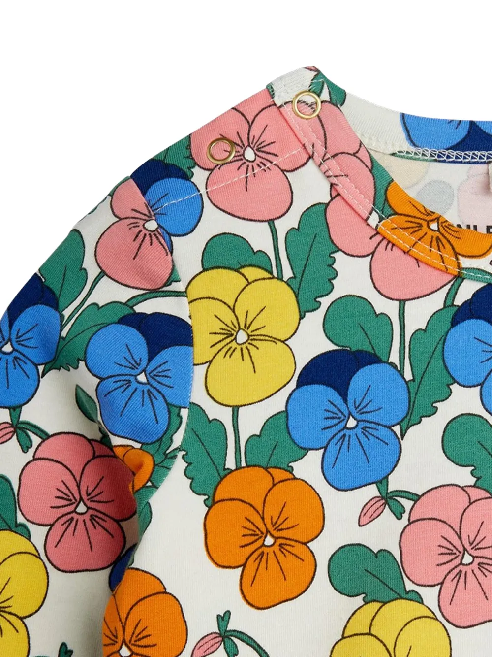 Mini Rodini Violas body met bloemenprint en lange mouwen Wit