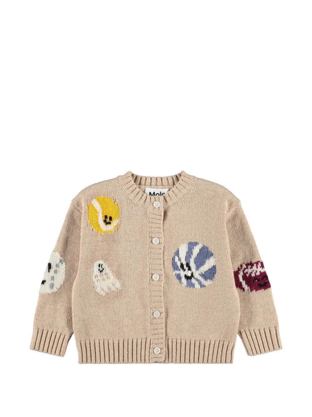 Molo Breeze graphic-knit button-up cardigan - Toni neutri