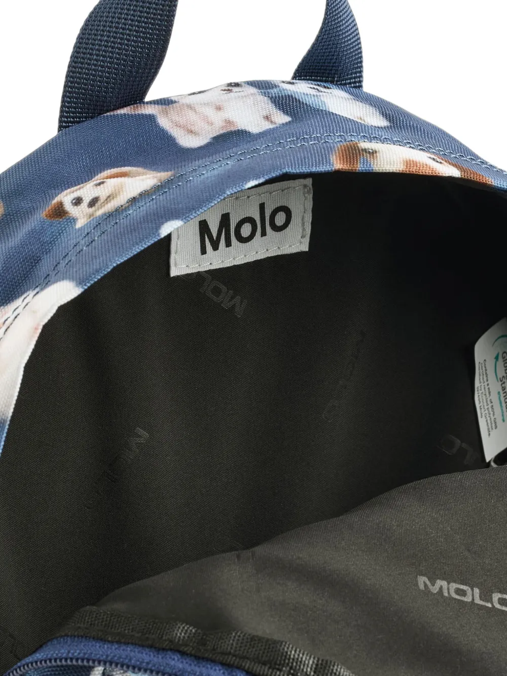 Molo Rugzak met dieren-print en ritssluiting rondom Blauw