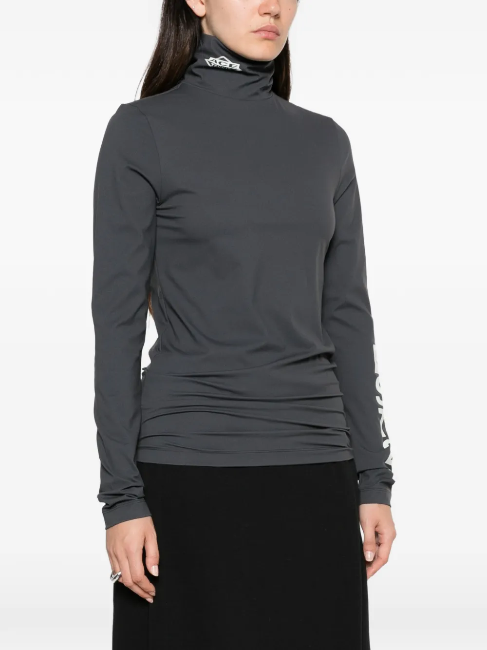 Lacoste logo-print high-neck T-shirt Grijs