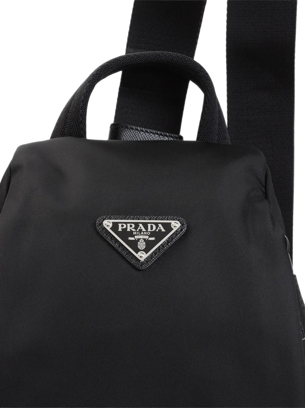 Prada Re-Nylon and Saffiano leather backpack Zwart