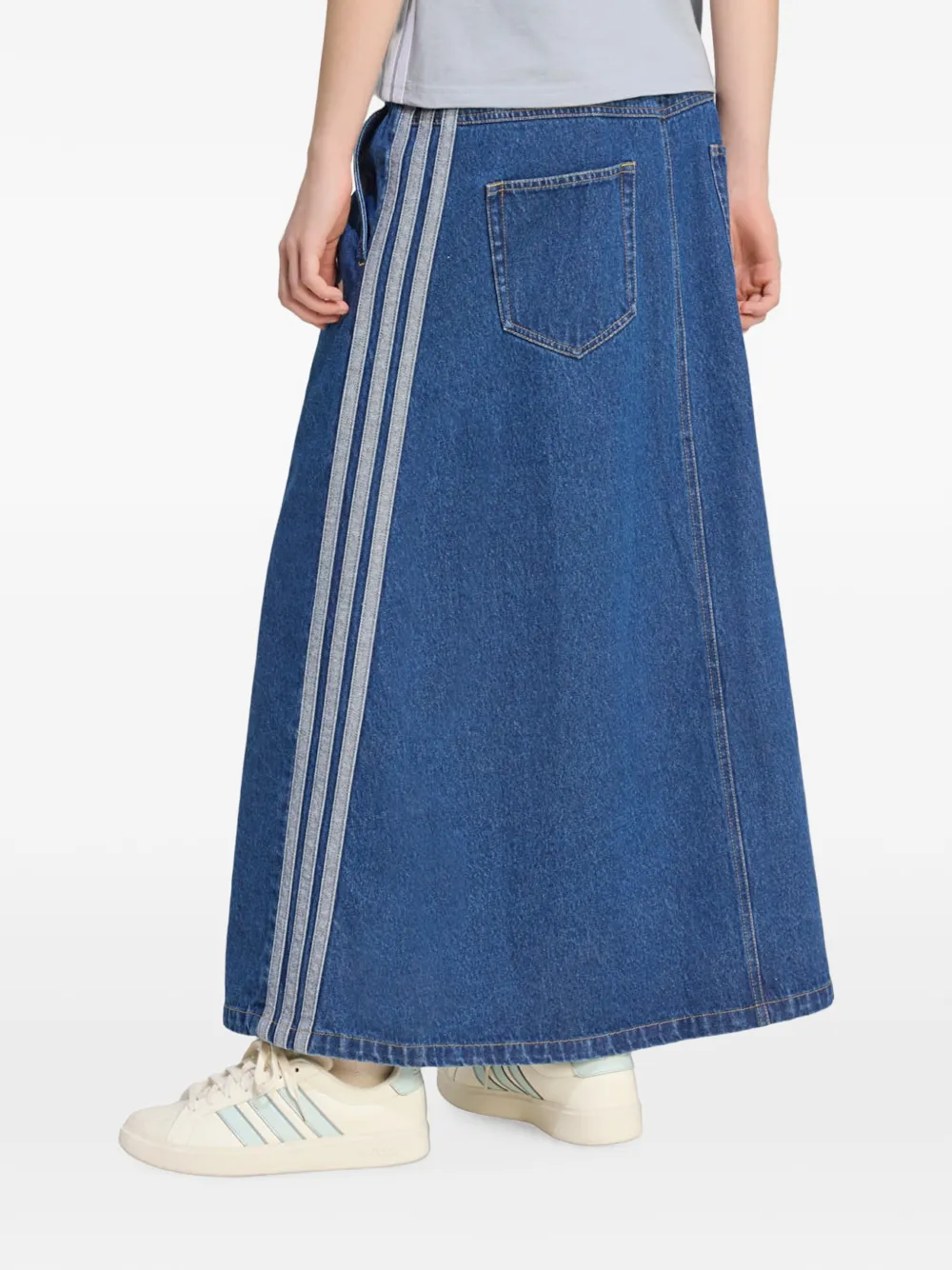 adidas Stadium denim rok met verwassen effect Blauw