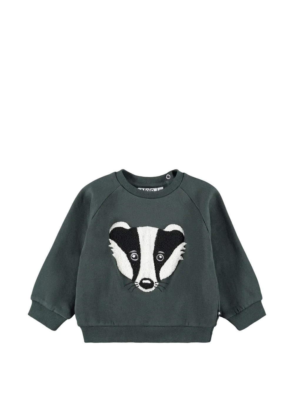 Molo Disc badger-patch raglan-sleeve sweatshirt - Verde