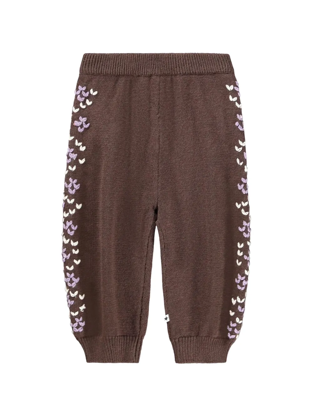 Molo Sol floral-embroidered knitted track pants - Marrone