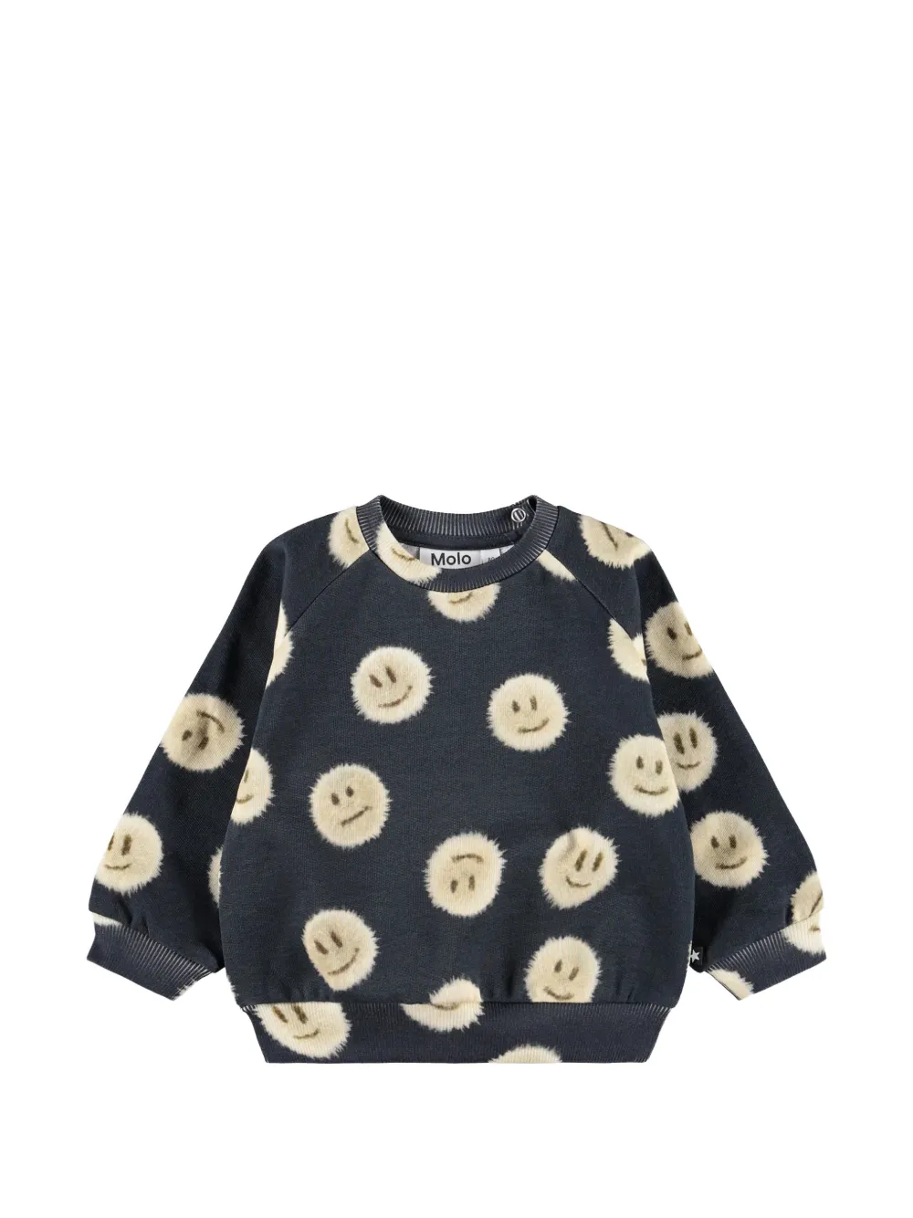 Molo Disc smiley-print raglan-sleeve sweatshirt - Nero