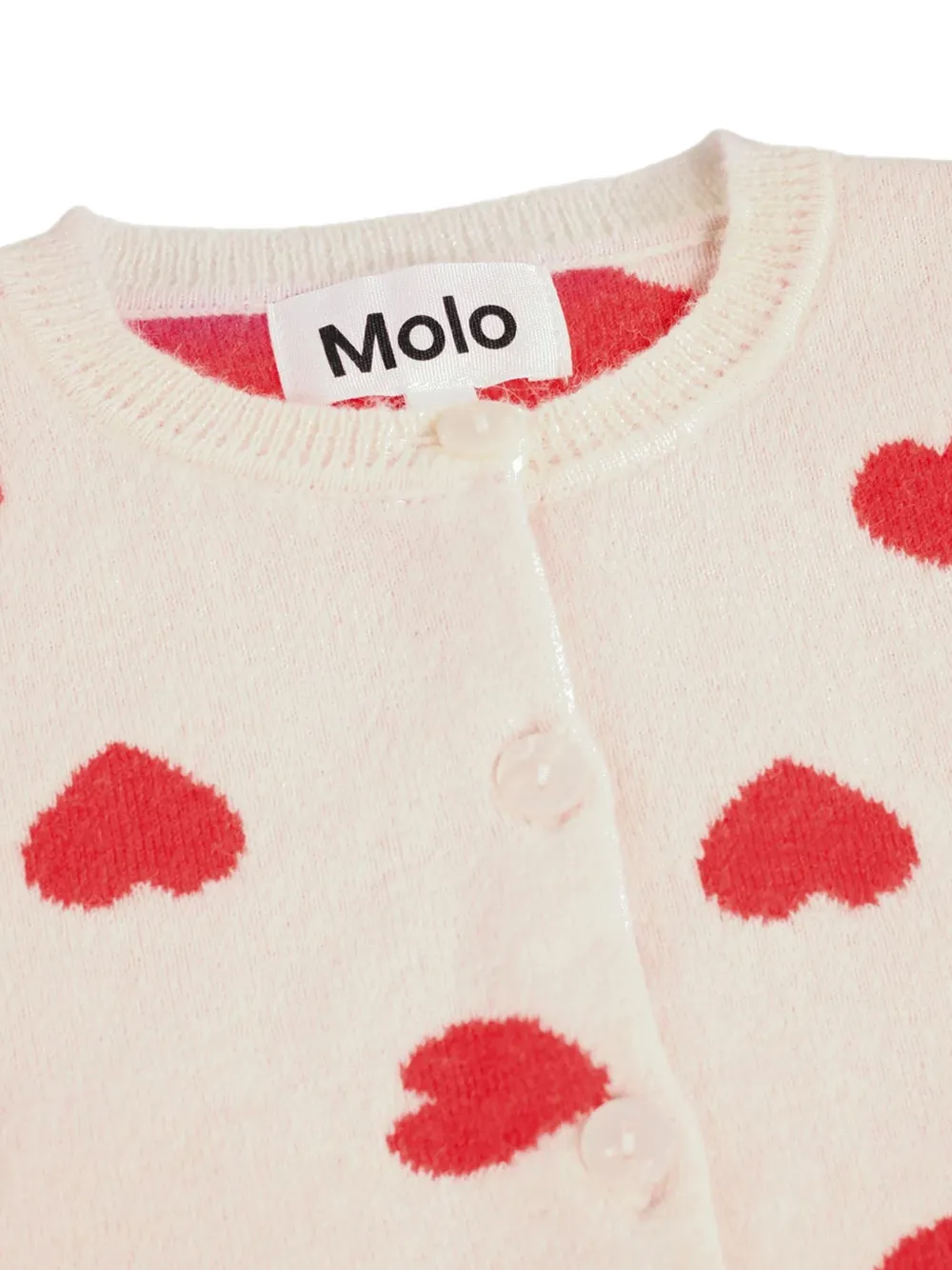 Molo Goldie gebreid vest met hart-intarsia Beige