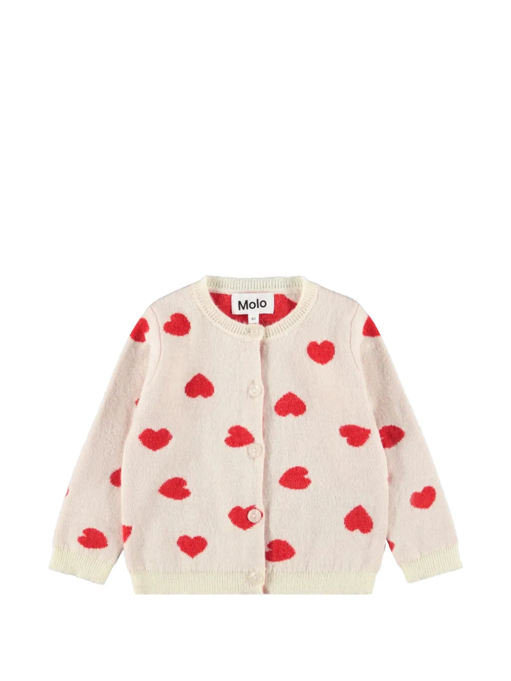 Molo Goldie heart-intarsia knitted cardigan - Toni neutri